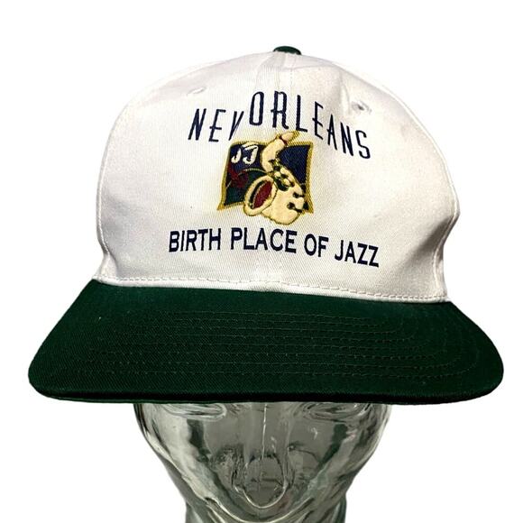 New Orleans vintage Hat Birth place of Jazz White Green - Picture 1 of 7